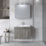 Σετ Έπιπλο Μπάνιου OMEGA Σταχτί 75 9SOM075BE0 Νιπτήρα Καθρέφτη Πάγκο 72x44x60cm Μελαμίνη