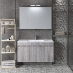 Σετ Έπιπλο Μπάνιου OMEGA Γκρι 100 9SOM100GOΝW Πάγκο 97x44x60cm Μελαμίνη