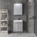 Σετ Έπιπλο Μπάνιου OMEGA Γκρι 50 9SOM050GO0W Πάγκο 50x44x60 Καθρέφτη και Νιπτήρα