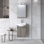 Σετ Έπιπλο Μπάνιου SIENA Δρυς Σκούρο 45 9SSI045SD0W με Πάγκο 45x26x60cm Καθρέφτη και Νιπτήρα