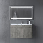 Έπιπλο Μπάνιου LYDIA 184 Σταχτί με καθρέπτη LED με Περιμετρικό Φωτισμό  9SLY100BE184 Πάγκο 97x44x60cm