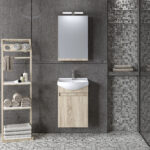 Σετ Έπιπλο Μπάνιου SIENA Δρυς 45 9SSI045SN0W με Πάγκο 45x26x60cm Καθρέφτη και Νιπτήρα