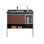 Σετ Πάγκου ERIETE 100 cm Κόντρα Πλακέ Θαλάσσης (Plywood) χρ. Μπορντό / Ανθρακί S3BERI100RUAN