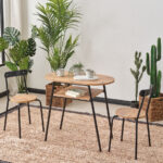 ΣΕΤ ΤΡΑΠΕΖΙ 90Χ50cm & 2 ΚΑΡΕΚΛΕΣ ΜΕΤΑΛΛ. χρ.ΔΡΥΣ/ΜΑΥΡΟ (MS1145)