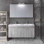 Σετ Επίπλου OMEGA 120cm με Διπλό Νιπτήρα χρ.GREY OAK 9SOM120GODW