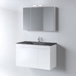 Σετ Επίπλου OMEGA 120cm με Μαύρο Νιπτήρα χρ.WHITE GLOSS 9SOM120WGLDB