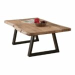 Τραπεζάκι Σαλονιού LIZARD Slim 115x65x40cm Ακακία Φυσικό/Μεταλ.Μαύρο