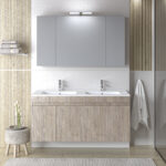 Σετ Επίπλου OMEGA 120cm με Διπλό Νιπτήρα χρ.BEIGE OAK 9SOM120BODW