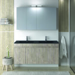 Σετ Επίπλου OMEGA 120cm με Διπλό Μαύρο Νιπτήρα χρ.BEIGE OAK 9SOM120BEDBL