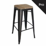 RELIX Wood Σκαμπό Bar-Pro, Μέταλλο Βαφή Antique Black, Απόχρωση Ξύλου Natural Oak κωδ. 0706-Ε-00016152