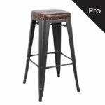 RELIX Σκαμπό-Pro, Στοιβαζόμενο, Μέταλλο Βαφή Antique Black, Pu Σκούρο Καφέ κωδ. 0706-Ε-00018539