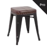 RELIX Σκαμπό-Pro, Στοιβαζόμενο, Μέταλλο Βαφή Antique Black, Pu Σκούρο Καφέ κωδ. 0706-Ε-00018545