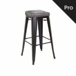 RELIX Σκαμπό Bar-Pro, Στοιβαζόμενο, Μέταλλο Βαφή Μαύρο Matte, Pu Σκούρο Γκρι κωδ. 0706-Ε-00019297