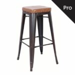 RELIX Σκαμπό Bar-Pro, Στοιβαζόμενο, Μέταλλο Βαφή Antique Black, Pu Camel κωδ. 0706-Ε-00019299