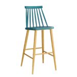 LAVIDA Σκαμπό BAR με Πλάτη, Μέταλλο Βαφή Φυσικό, PP Μπλε κωδ. 0706-Ε-00017847