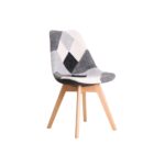 MARTIN Καρέκλα Ξύλο PP, Ύφασμα Patchwork Black & White κωδ. 0706-Ε-00019291
