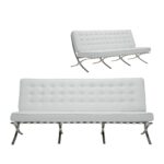 BARCELONA τ. Καναπές Σαλονιού Καθιστικού 3Θέσιος Inox - Pu Άσπρο κωδ. 0706-Ε-00019319