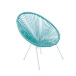 ACAPULCO Πολυθρόνα Μέταλλο Βαφή Άσπρο, Rattan Μπλε κωδ. 0706-Ε-00019720