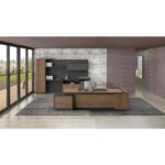 PROLINE Γραφείο Αριστερή Γωνία Απόχρωση Καρυδί Δρυς - Μαύρο κωδ. 0706-Ε-00020603