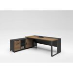 PROLINE Γραφείο Αναστρέψιμη Γωνία, 3 Συρτάρια, Ράφια, Απόχρωση Καρυδί Δρυς - Μαύρο κωδ. 0706-Ε-00020632