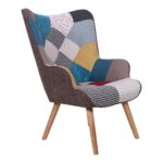 MARON Πολυθρόνα - Μπερζέρα Ξύλο Φυσικό, Ύφασμα Patchwork κωδ. 0706-Ε-00022485