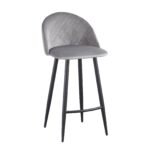 BELLA Σκαμπό BAR με Πλάτη, Μέταλλο Βαφή Μαύρο, Ύφασμα Velure Απόχρωση Γκρι κωδ. 0706-Ε-00022834