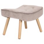 ALMA Σκαμπό - Υποπόδιο, Ύφασμα Velure Ανοιχτό Καφέ, Πόδια Φυσικό, K/D κωδ. 0706-Ε-00022838