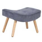 ALMA Σκαμπό - Υποπόδιο, Ύφασμα Velure Ανοιχτό Μπλε, Πόδια Φυσικό, K/D κωδ. 0706-Ε-00022839