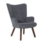 ALMA Πολυθρόνα - Μπερζέρα Σαλονιού - Καθιστικού Καρυδί Ύφασμα Γκρι Velure, K/D κωδ. 0706-Ε-00022986