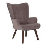 ALMA Πολυθρόνα - Μπερζέρα Σαλονιού - Καθιστικού Καρυδί Ύφασμα Καφέ Velure, K/D κωδ. 0706-Ε-00022987