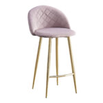 BELLA Σκαμπό BAR με Πλάτη, Βάση Χρώμιο Χρυσό, Ύφασμα Velure Απόχρωση Dirty Pink κωδ. 0706-Ε-00023573