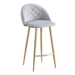 BELLA Σκαμπό BAR με Πλάτη, Βάση Χρώμιο Χρυσό, Ύφασμα Velure Απόχρωση Γκρι κωδ. 0706-Ε-00023574