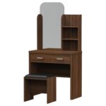 CALIBER Set Τουαλέτα + Σκαμπό Απόχρωση Καρυδί κωδ. 0706-Ε-00024298