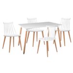 LAVIDA-ART Τραπεζαρία: Τραπέζι 120x80 Οξιά/MDF + 4 Καρέκλες Μέταλλο Βαφή Φυσικό PP Άσπρο κωδ. 0706-Ε-00025030