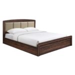 LIFE LUX Κρεβάτι Διπλό για Στρώμα 160x200cm, Απόχρωση Καρυδί, Κεφαλάρι Pu Μπεζ κωδ. 0706-Ε-00025706