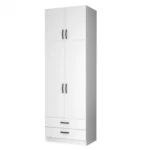 Ντουλάπα ρούχων Ricardo Megapap δίφυλλη με πατάρι και συρτάρια χρώμα λευκό 80x51,8x240εκ. κωδ. 0711-0256524