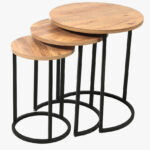 Σετ 3τμχ Τραπεζάκια Σαλονιού ROLLS χρ. BROWN-BLACK κωδ. 0740-1006