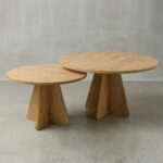 Σετ 2τμχ Τραπεζάκια Σαλονιού TETRIS χρ. ΜΠΕΖ, Φ80/60cm, κωδ. 0740-10010