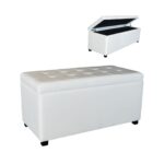 DENISE Σκαμπό Αποθηκευτικό - Ταμπουρέ, PU Εκρού κωδ. 0706-Ε-00013812