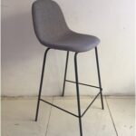 CELINA Σκαμπό BAR με Πλάτη, Μέταλλο Βαφή Μαύρο, Ύφασμα Γκρι κωδ. 0706-Ε-00018383