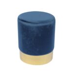 SOL Σκαμπό Βοηθητικό, Χρώμιο Χρυσό, Ύφασμα Velure Απόχρωση Μπλε κωδ. 0706-Ε-00021600