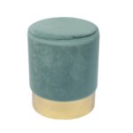 SOL Σκαμπό Βοηθητικό, Χρώμιο Χρυσό, Ύφασμα Velure Απόχρωση Βεραμάν κωδ. 0706-Ε-00021601