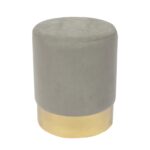 SOL Σκαμπό Βοηθητικό, Χρώμιο Χρυσό, Ύφασμα Velure Απόχρωση Γκρι κωδ. 0706-Ε-00021603