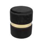 TOMMY Σκαμπό Βοηθητικό, Χρώμιο Χρυσό, Ύφασμα Velure Απόχρωση Μαύρο κωδ. 0706-Ε-00021623