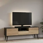 Έπιπλο τηλεόρασης Style Megapap από μελαμίνη χρώμα μαύρο - tori 160x41x58εκ. κωδ. 0711-234177