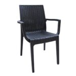 DAFNE Πολυθρόνα Τραπεζαρίας Κήπου Στοιβαζόμενη, PP Rattan Look UV Protection, Ανθρακί κωδ. 0706-Ε-00014183