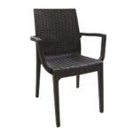 DAFNE Πολυθρόνα Τραπεζαρίας Κήπου Στοιβαζόμενη, PP Rattan Look UV Protection, Καφέ κωδ. 0706-Ε-00014224