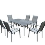 VERONA Set Τραπεζαρία Κήπου: Μέταλλο - Textilene Ανθρακί, :Τραπέζι 160x96 + 6 Πολυθρόνες κωδ. 0706-Ε-00016309