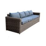 ARIZONA 4Θέσιος Καναπές Κήπου ALU, 4mm Half-Round Wicker Grey Brown, Μαξιλάρια Ανθρακί κωδ. 0706-Ε-00016859