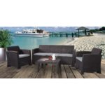 SAVANNA Set Σαλόνι Κήπου Βεράντας K/D, PP-UV Καφέ Μαξιλάρια Grey-White κωδ. 0706-Ε-00018591